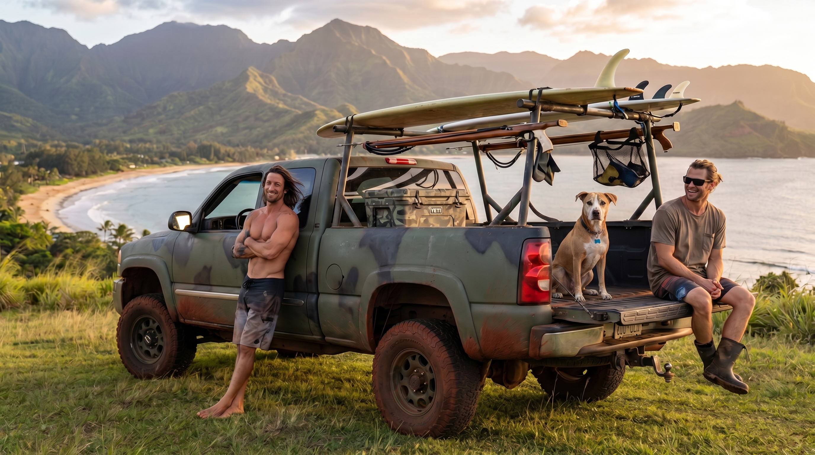 Camo truck at Kauai overlook